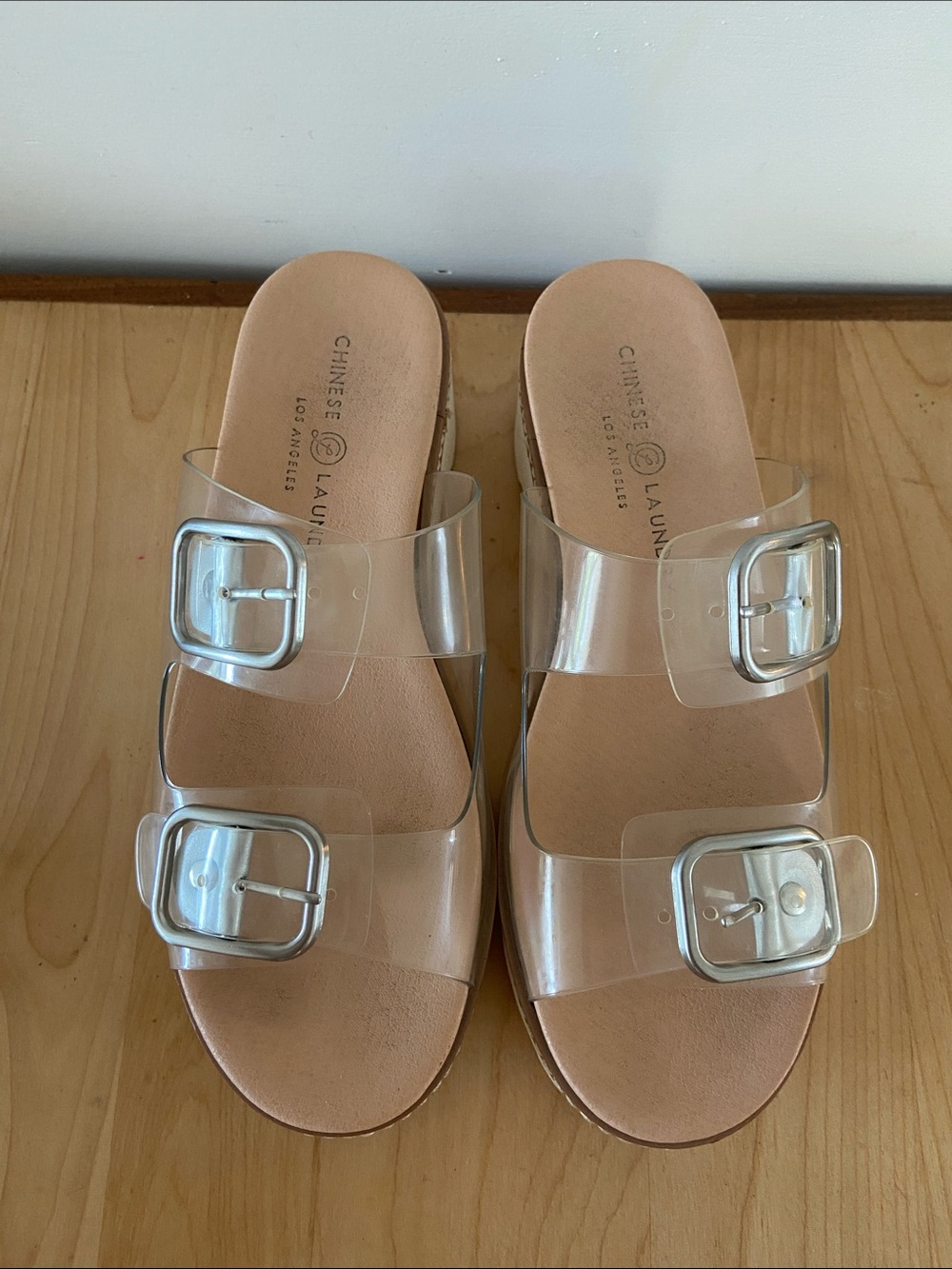 Chinese Laundry Clear Strap Platform Slide Sandals - Transparent/Tan - Picture 2 of 9